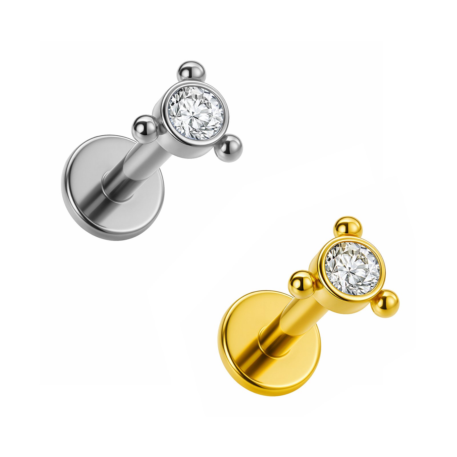 Labret Zircônia con 3 Beads di Titanio ASTM F136