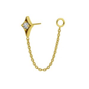 Terminale Rombo Con Catena in Oro 18k Con Zirconia Premium