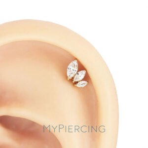 Labret Cluster crescente de zircónias navette em titânio