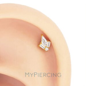 Labret pendente com zircónia em titânio ASTM F136