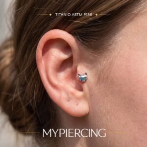 Labret gato em titânio com zircónias