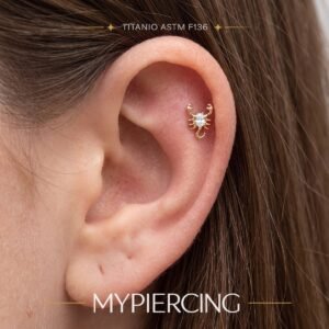 Labret escorpião em titânio com zircónias