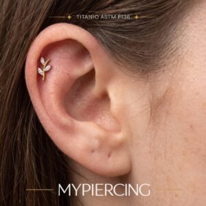 Labret de titânio com ramo de zircónias