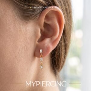 Labret de titânio com zircónias baguete