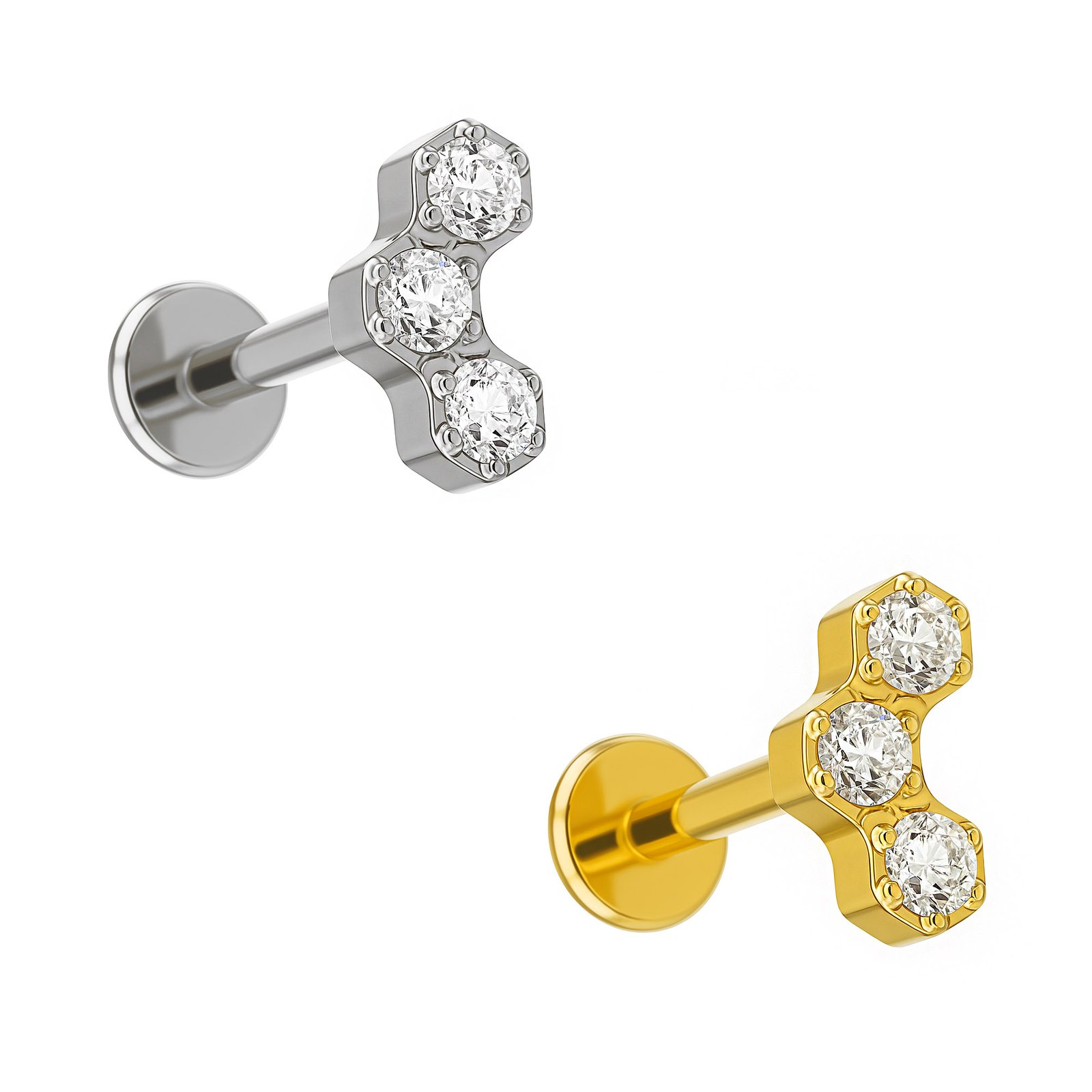Labret de Titanio Nido d’ape con Zirconi