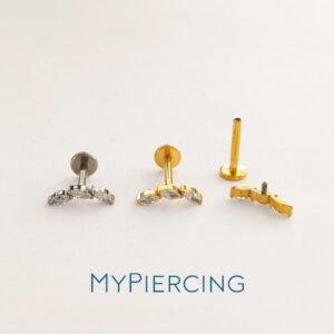 Labret Mini Ghirlanda em titânio ASTM F136 com zircónias