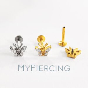 Labret Farfalla con Zirconia di Titanio ASTM F136