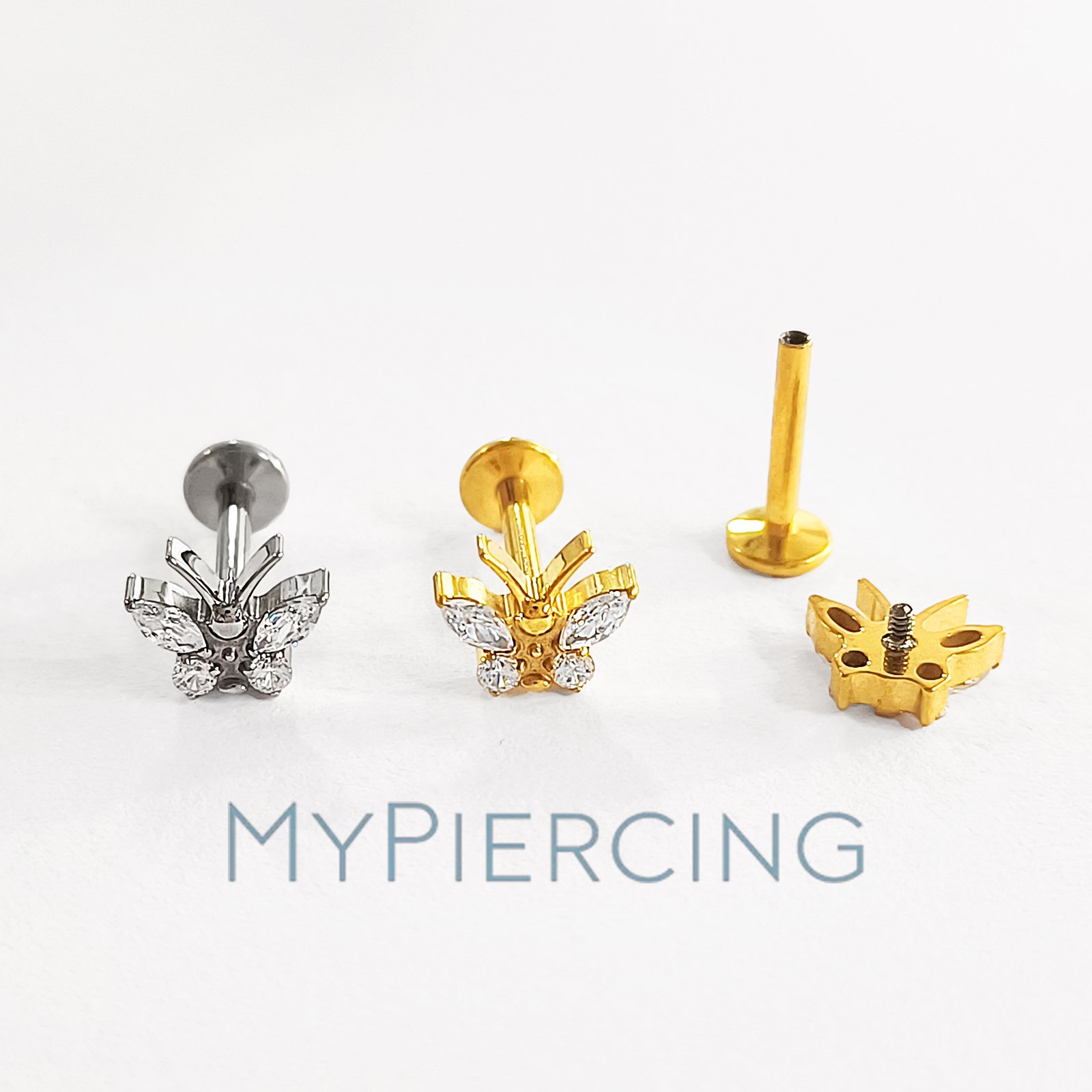 Labret Farfalla con Zirconia di Titanio ASTM F136