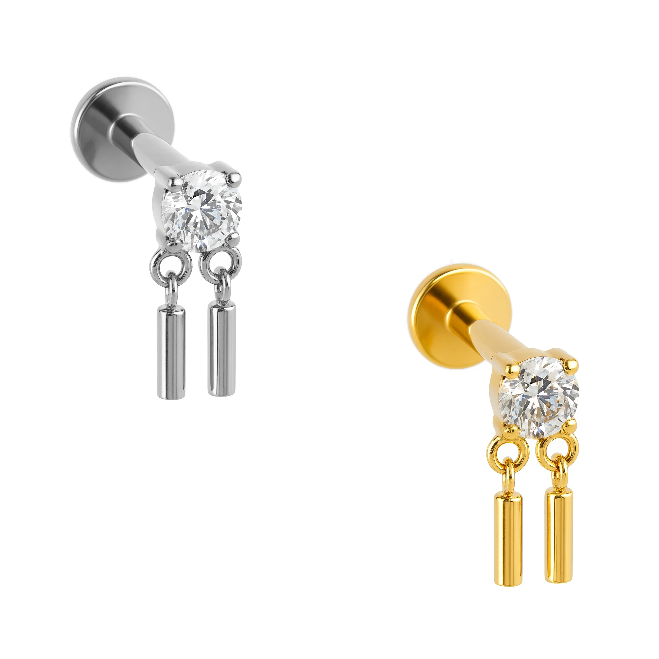 Labret di Titanio Push Pin con Zirconia