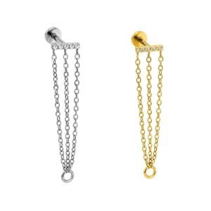 Labret de titânio com trio de correntes
