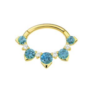 Clicker in Oro 18k con Topazio Blu e Diamanti Sintetici