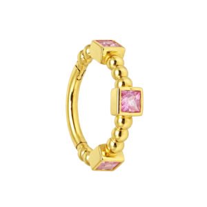 Anello in Oro 18k con Zaffiri Rosa Quadrati