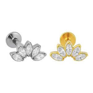 Labret di Titanio con Zirconi Push Pin