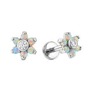 Labret Fiore di Opale in Titanio ASTM F136