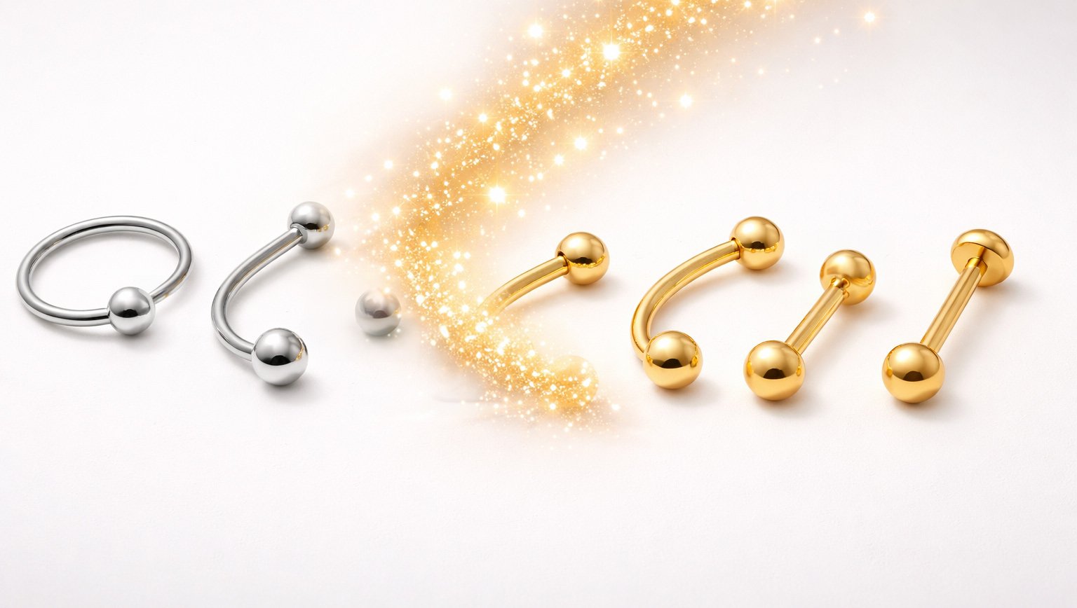 Joias para piercing com revestimento PVD em diversas cores