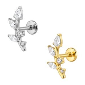 Labret de titânio com zircónias