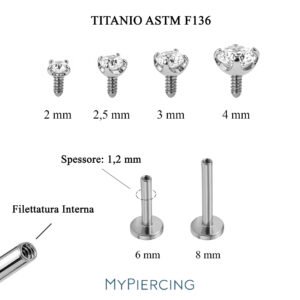Labret Punto di Luce anatomico in Titanio ASTM F136