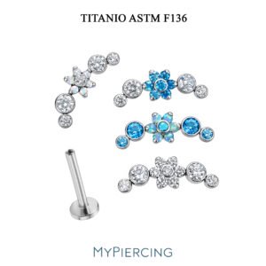 Labret Cluster com Flor de Titânio ASTM F136 Encastada