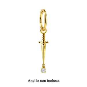 Pendente faca em ouro 18K com diamante criado