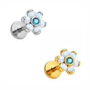 Labret di Titanio ASTM F136 Fiore Opale 6MM
