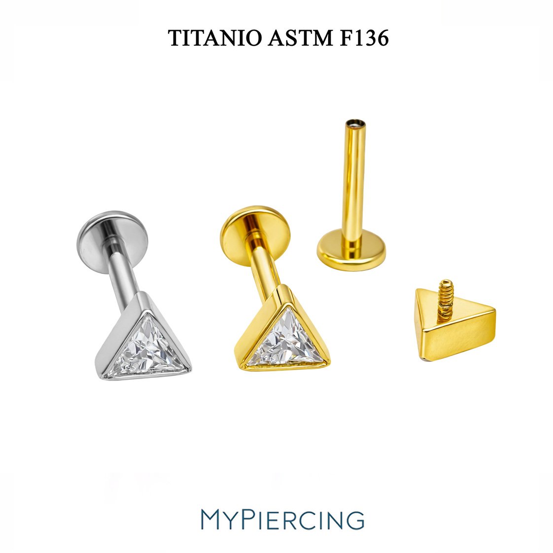 Labret Triangolo di Zirconia in Titanio