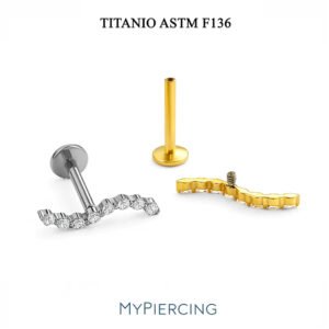 Labret Cluster ondulado de zircónias em titânio ASTM F136