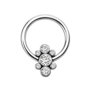Anello Captive in Titanio con Zirconi Multipli
