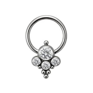 Anello Captive in Titanio con Quattro Zirconi