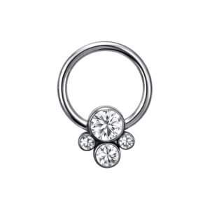 Anello Captive in Titanio con Quattro Zirconi