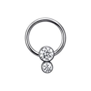 Anello Captive in Titanio con Doppio Zircone