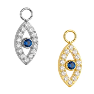 Ciondolo in Titanio Occhio Blu con Zirconi