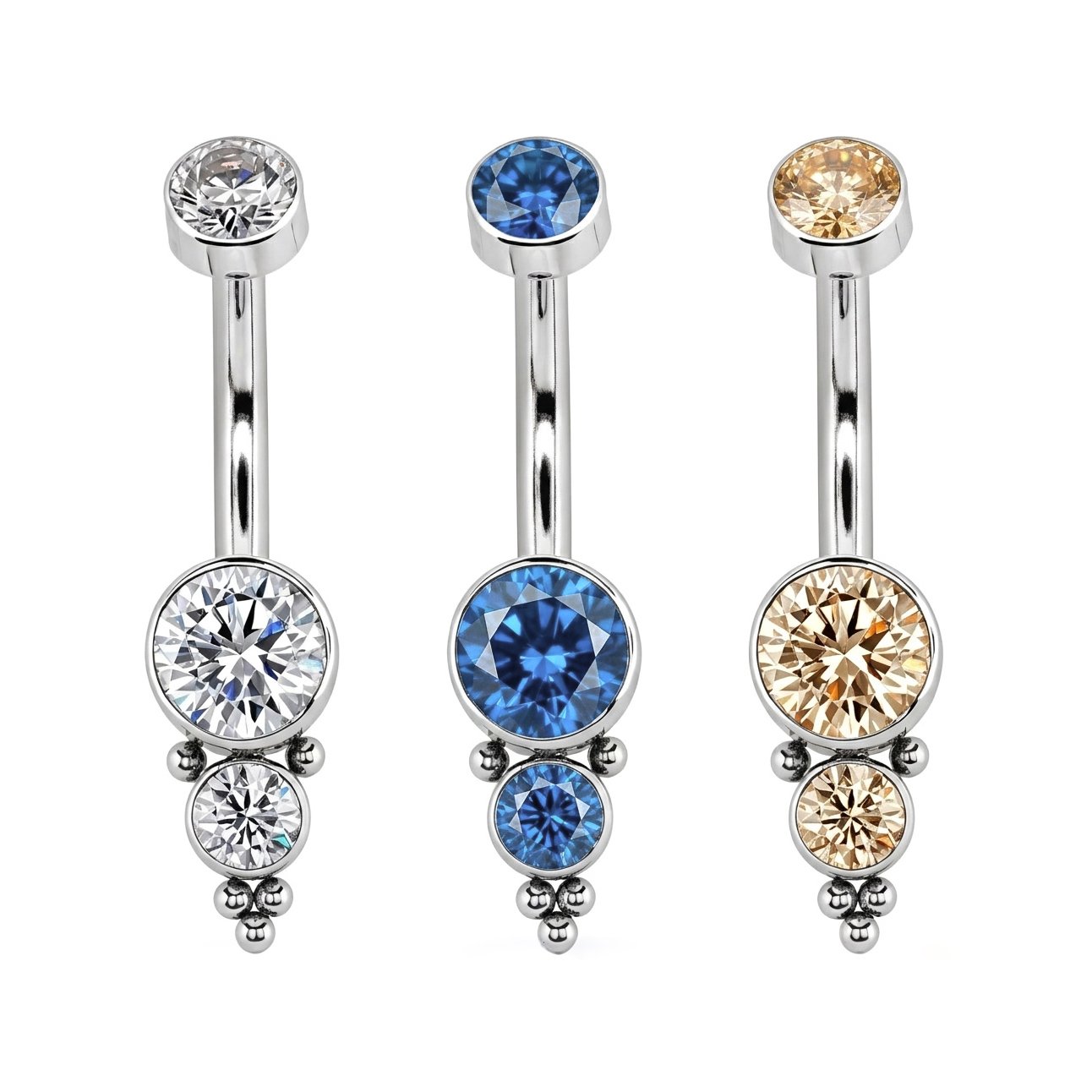 Banana in Titanio ASTM F136 con Zirconi e 5 Beads Indiane