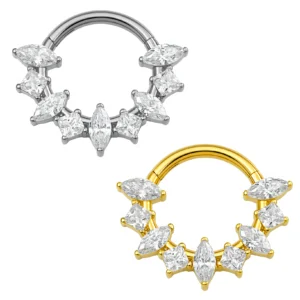 Clicker in Titanio con Zirconi Marquise e Quadrati
