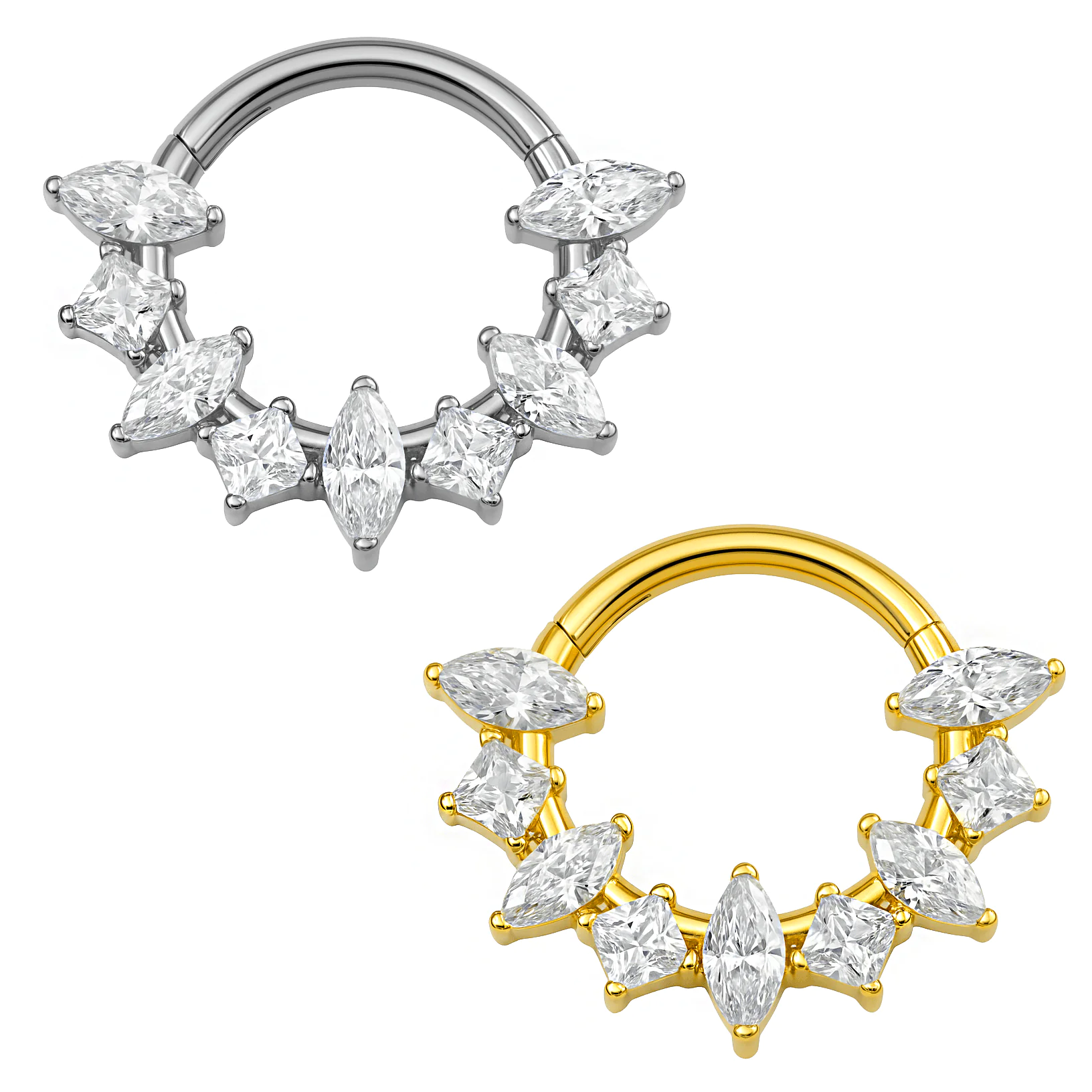 Clicker in Titanio con Zirconi Marquise e Quadrati