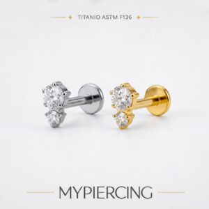 Labret com 2 zircónias em titânio ASTM F136 Push Pin