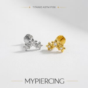 Labret trio de estrelas em titânio ASTM F136
