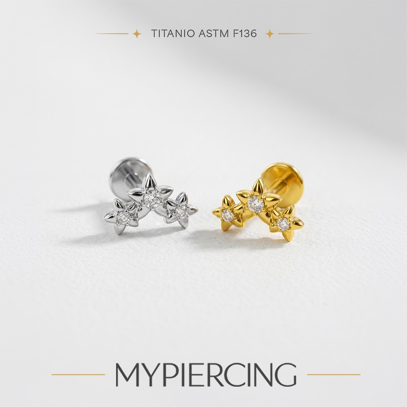 Labret Trio Stella Di Titanio ASTM F136