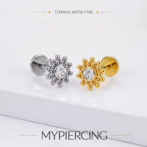 Labret Sol Duplo em Titânio ASTM F136 com Zircónia