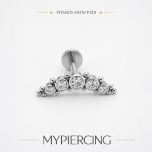 Labret Cluster de 5 Zircónias em Titânio ASTM F136