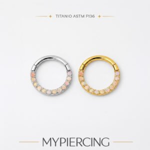 Argola clicker slim de titânio ASTM F136 com opalas