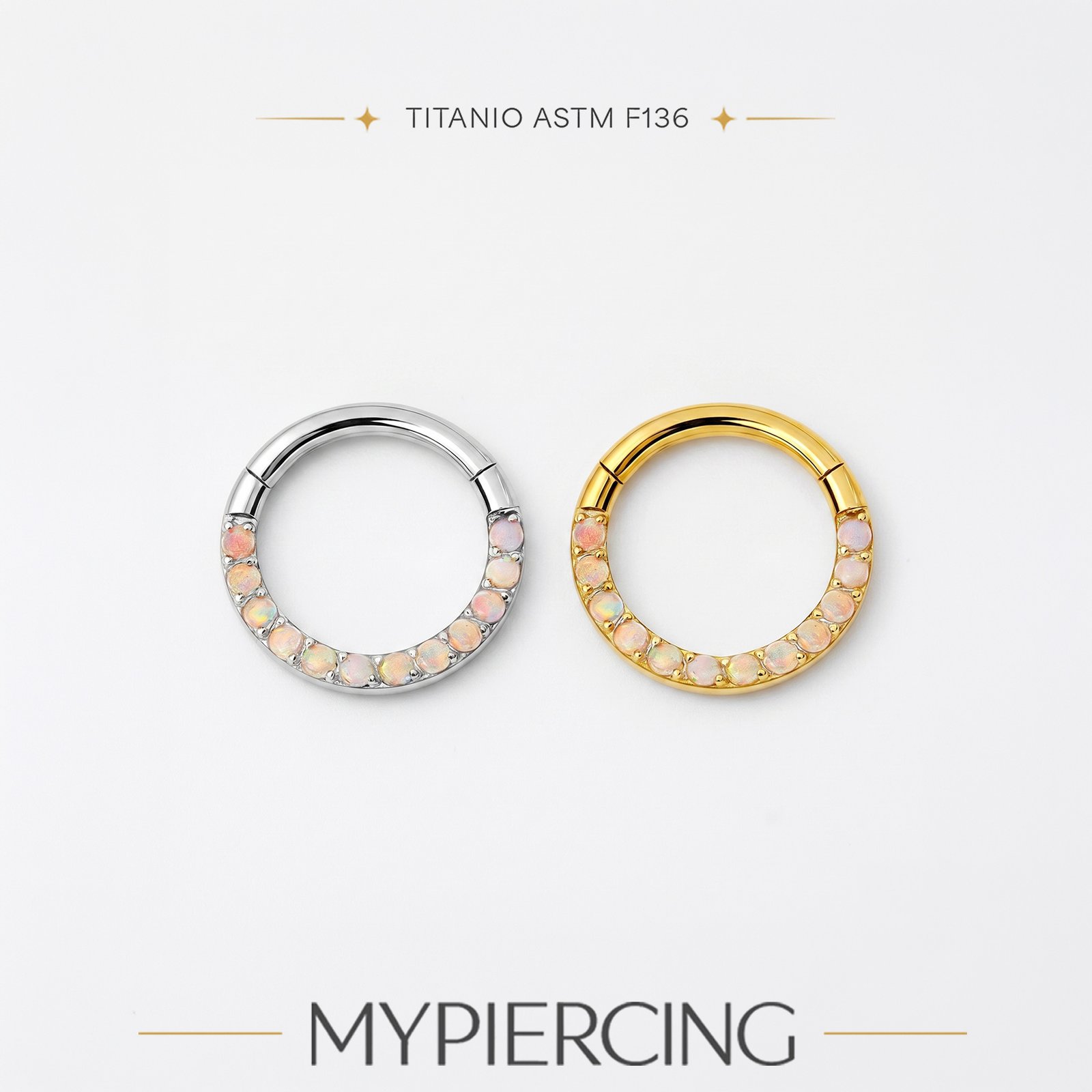 Anello Clicker Slim di Titanio ASTM F136 con Opali