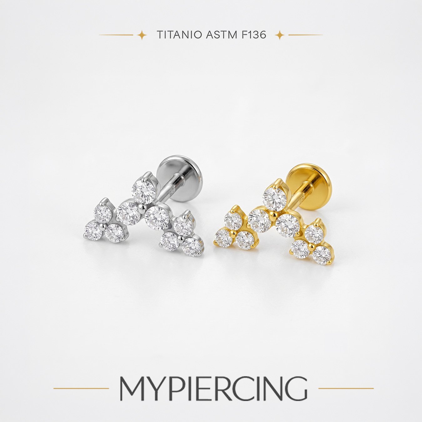Labret Trio di Fiori in Titanio ASTM F136
