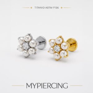 Labret flor de pérola em titânio ASTM F136