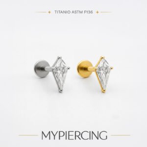 Labret Rombo di Zirconia in Titanio
