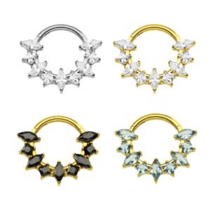 Clicker in Titanio con Zirconi Marquise e Quadrati