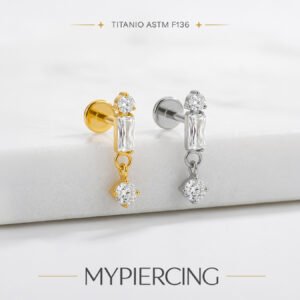 Labret in Titanio con Zircone Baguette e Pendente