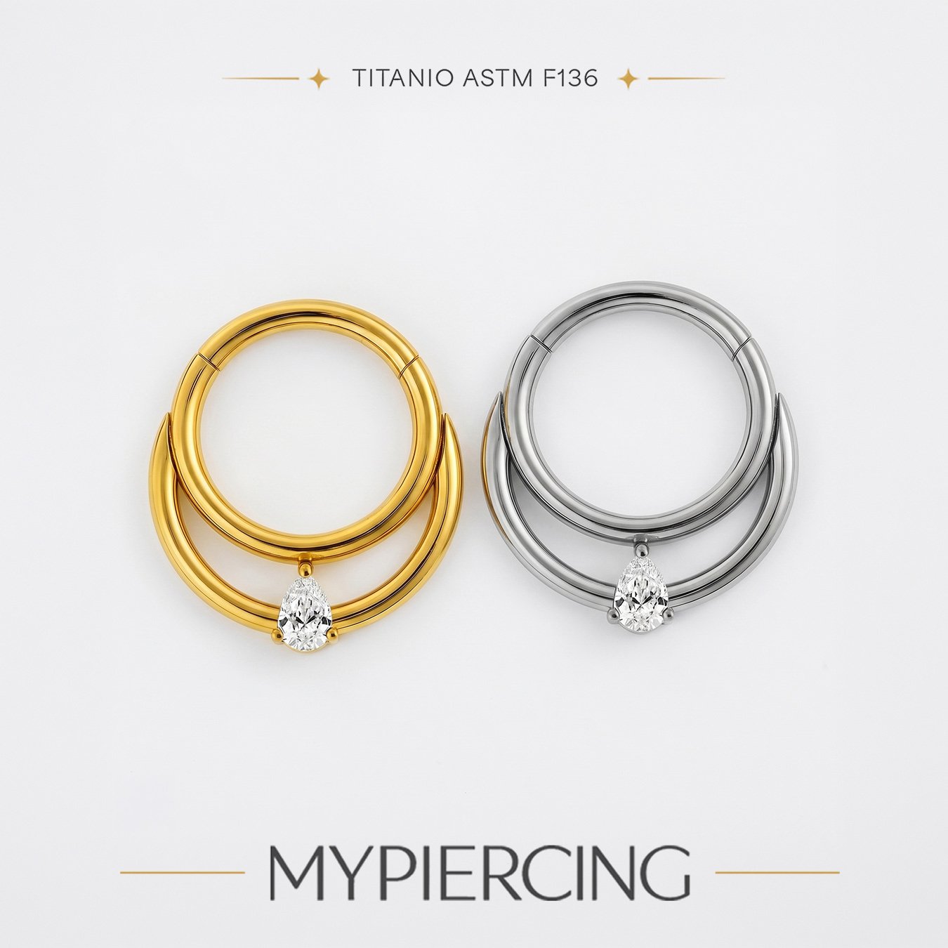 Anello Clicker Segmentato Doppio di Titanio ASTM F136 con Zirconia
