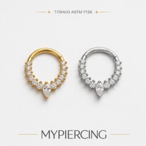 Anello in Titanio con Zirconi e Goccia Centrale