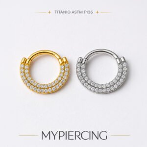Anello di Titanio ASTM F136 con Due File di Zirconie