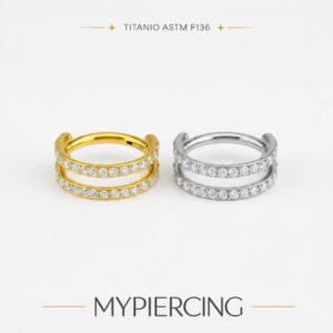 Anello Double Separato con Zirconi in Titanio ASTM F136
